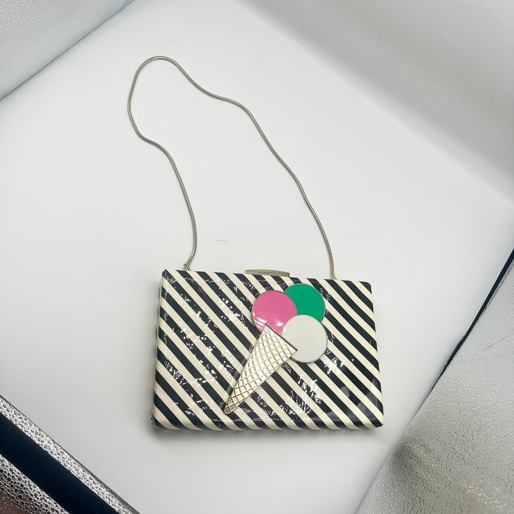 Kate Spade Ice Cream Cone Striped Black And White Cro… Gem